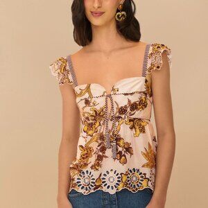 Farm Rio Lilac Tropical Landing Pink Sleeveless Blouse (M)